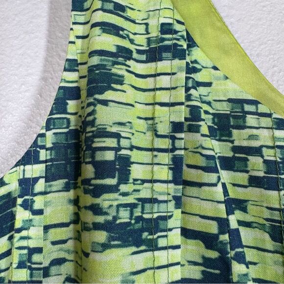 Akris Punto Pleated Dress Lime Green Blue Sleeveless Mod Colorful Women’s Size 4 - Picture 3 of 10